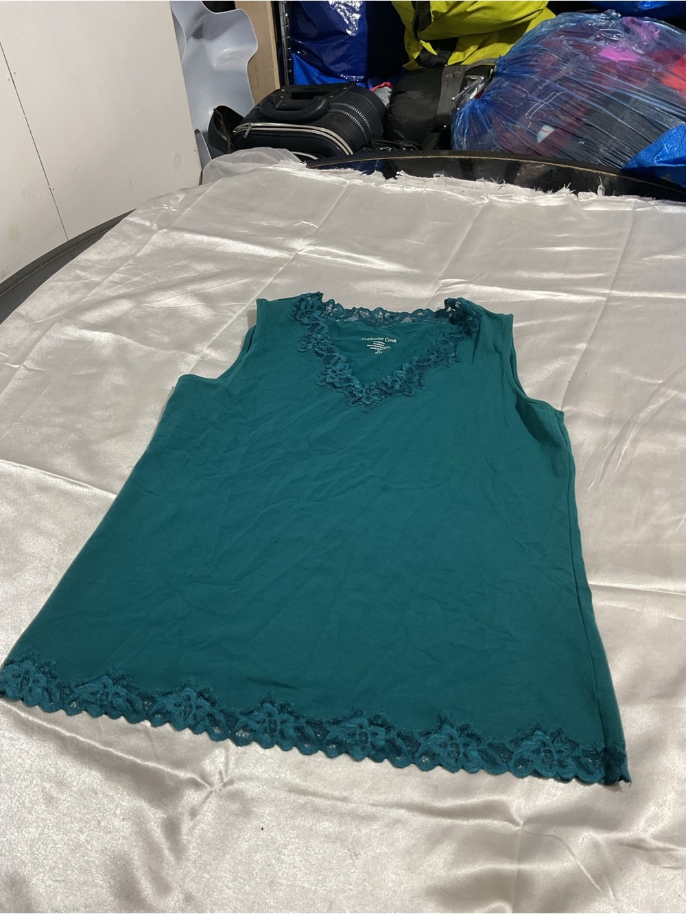 Coldwater Creek Teal Lace-Trim Sleeveless Camisole